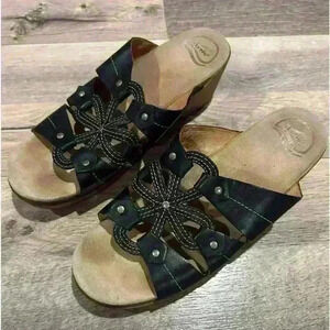 Dansko Serena flower Wooden Leather clog Sandals